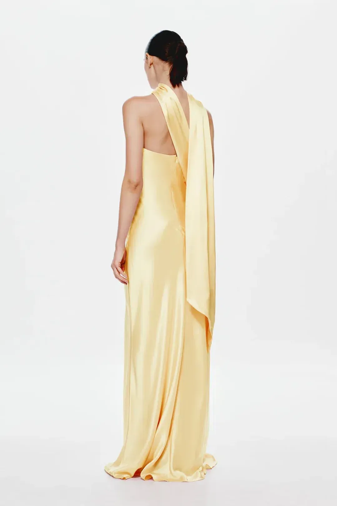 Misha Lilia Satin Dress Yellow Size S for rent on The Volte - main image