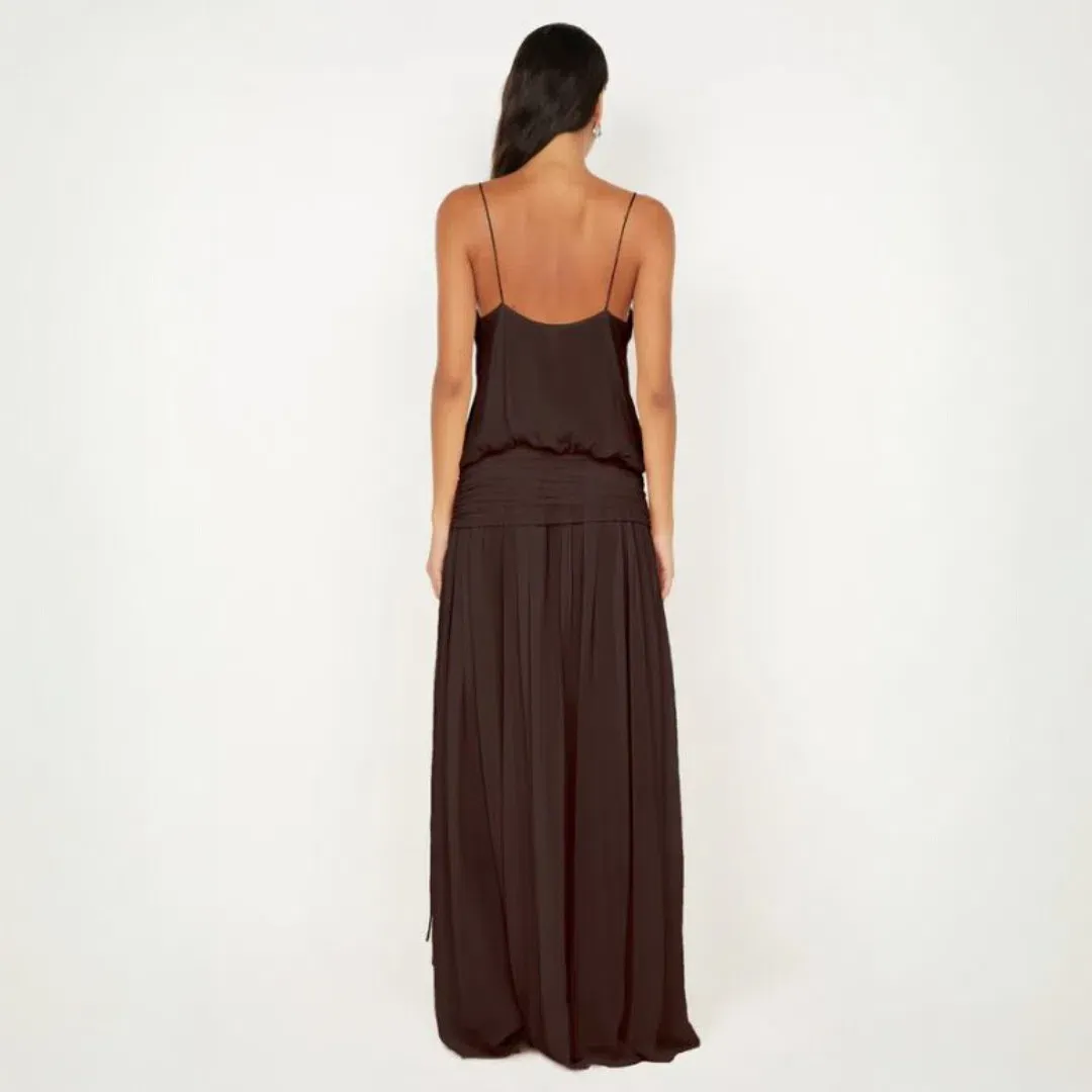 Bec & Bridge Camille Blouson Dress in Dark Chocolate Size 8 for rent on The Volte - main image
