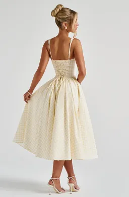 BabyBoo Sherrie Midi Dress in Lemon Gingham for rent on The Volte - image 2