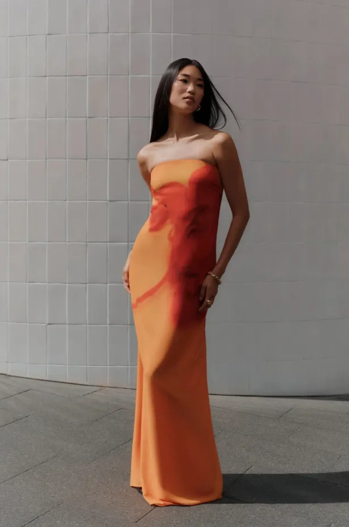 Meshki Amaya Strapless Chiffon Maxi Dress - Koi Orchid Print | S/8 - Image 1