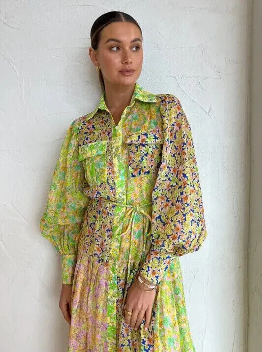 Alemais Daisy Patchwork Long Sleeve Shirt Dress Size XL AU 14/US 10 for rent on The Volte - main image