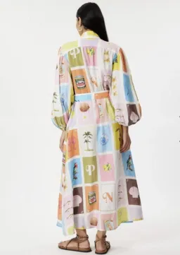 Palm Noosa Noddy Cartagena Dress Size 6 Linen Belted Long Sleeves Button Thru for rent on The Volte - image 2