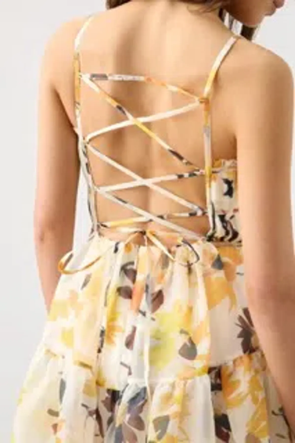 Aje Botanica Cross Back Midi Dress Pressed Sunflowers Size 8 - Image 3