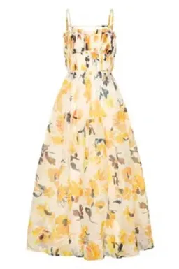 Aje Botanica Cross Back Midi Dress Pressed Sunflowers Size 8 for rent on The Volte - image 5