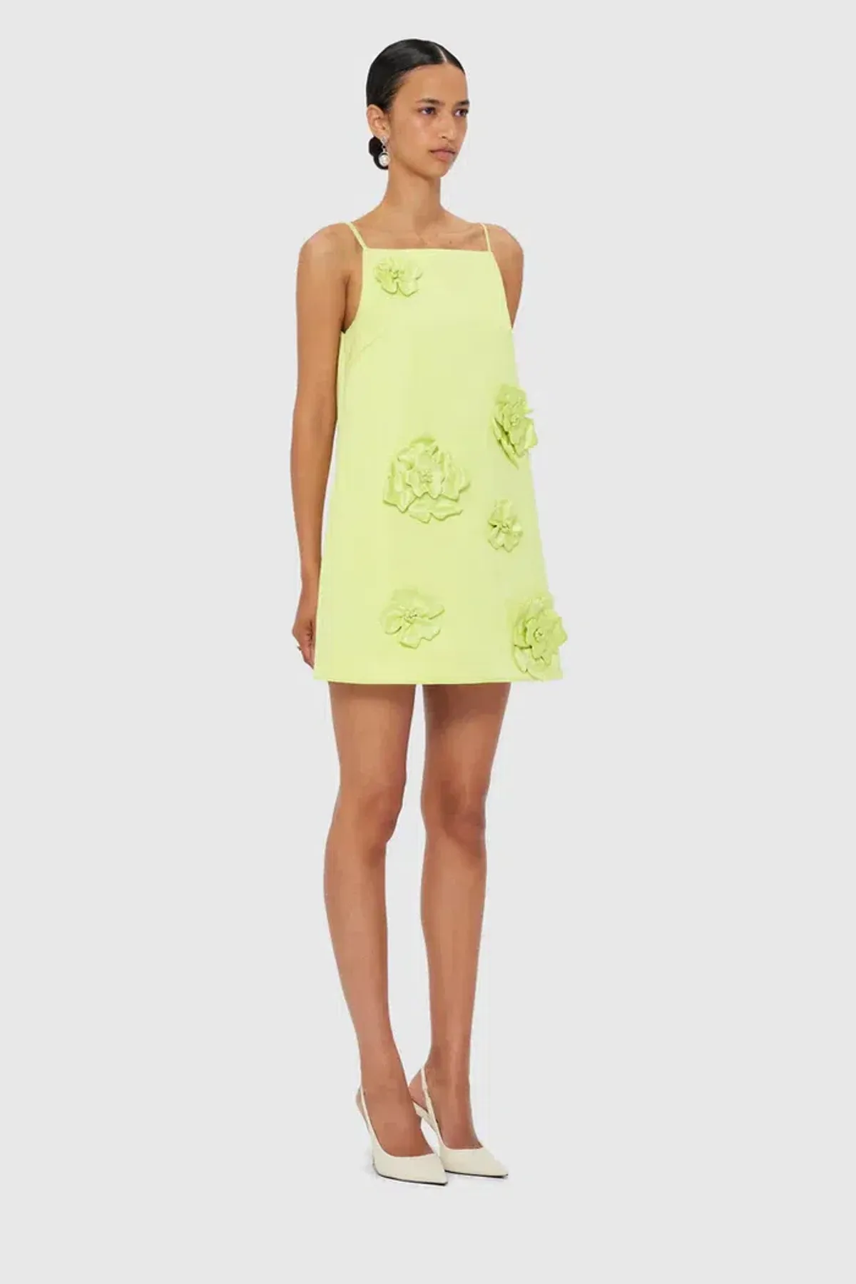 Leo Lin Leia Petal Mini Dress - Chartreuse - AU 16 (US 12) - Image 2