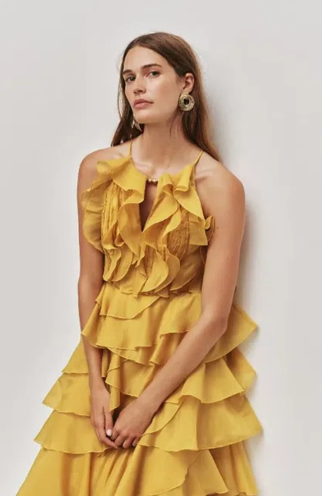 Aje Cleo Gown in Yellow Chartreuse Size 4 for rent on The Volte - main image