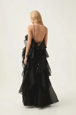 Aje Pandorea Layered Maxi Dress in Black Size 12 for rent on The Volte - image 4