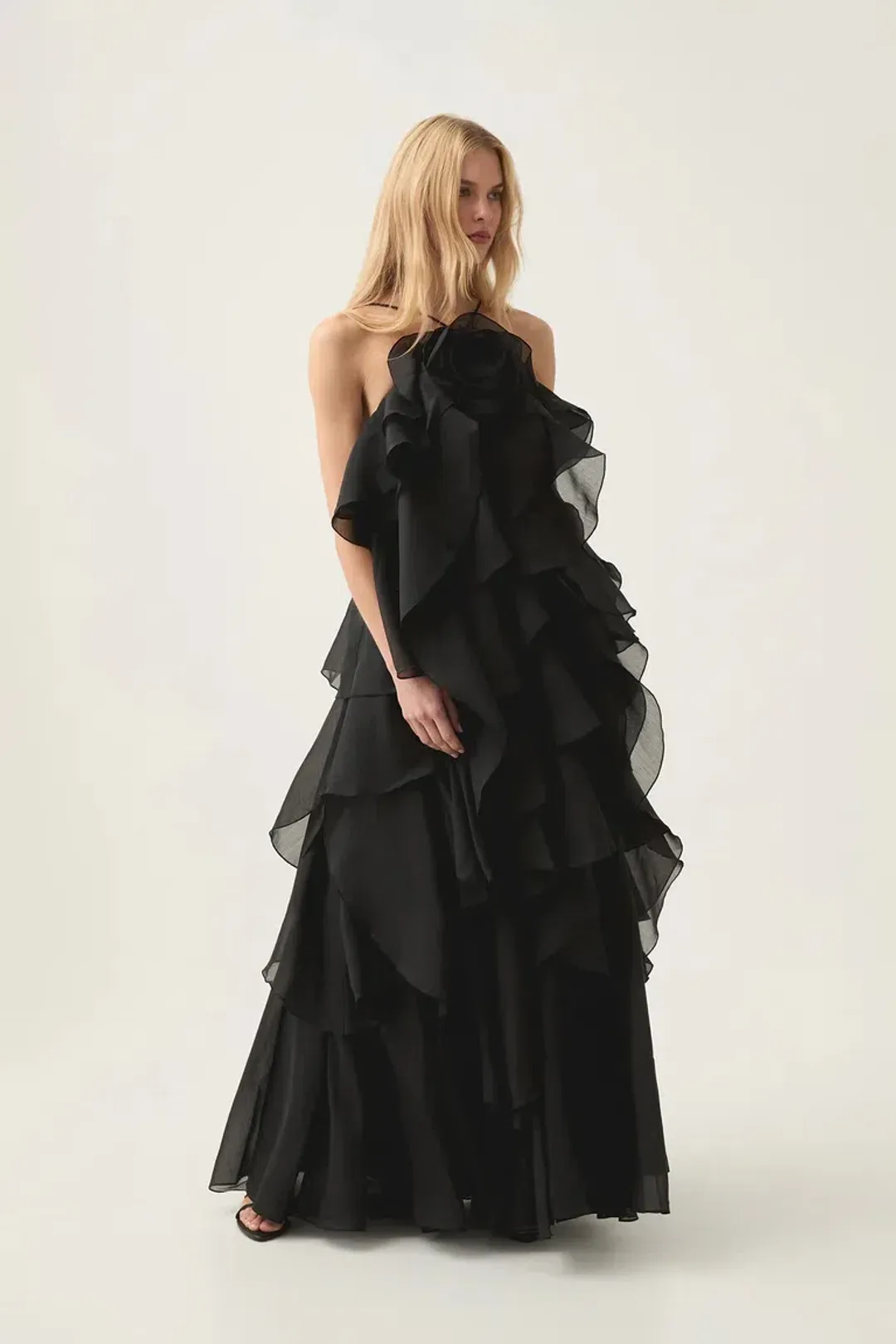 Aje Pandorea Layered Maxi Dress in Black Size 12 for rent on The Volte - main image
