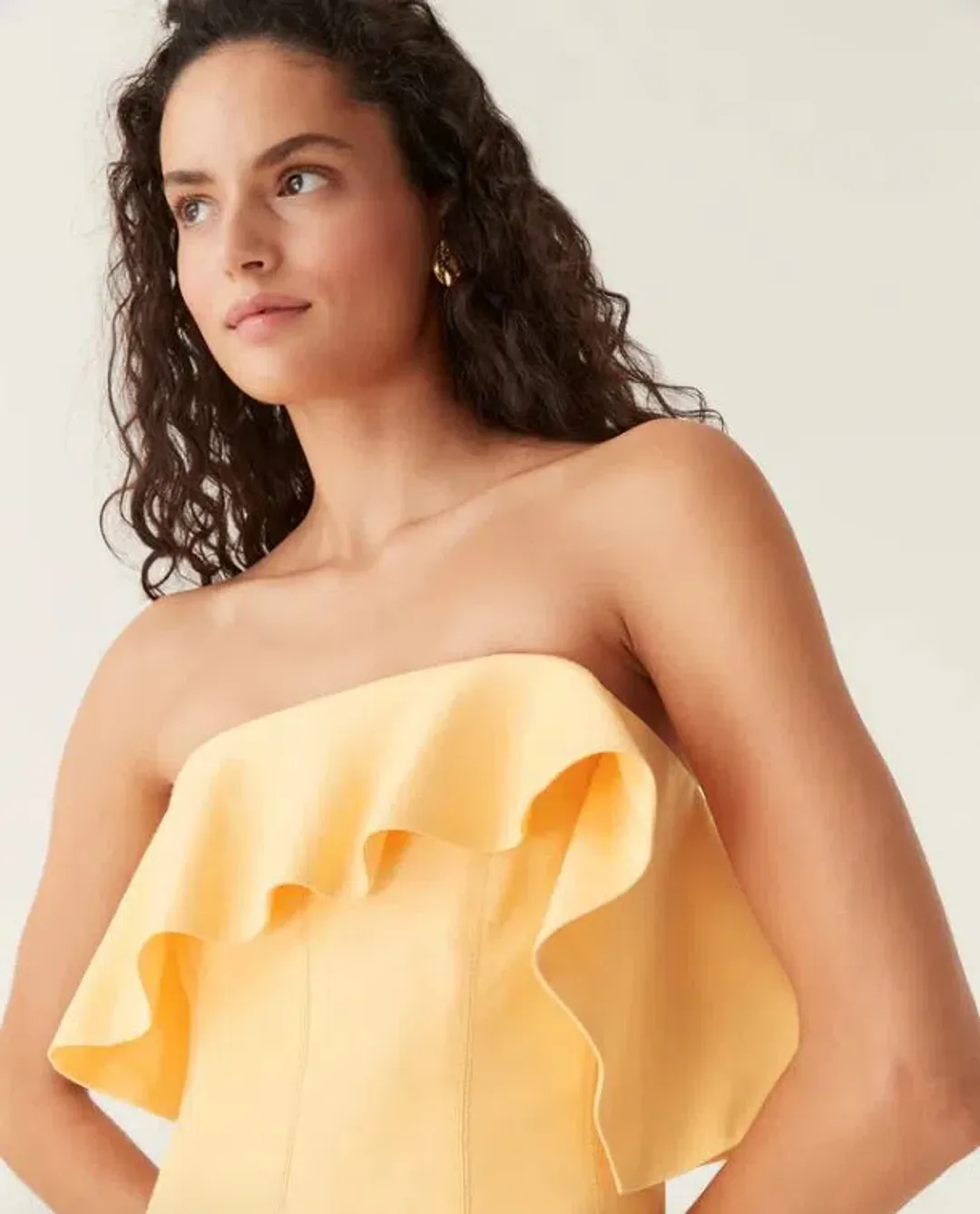 Aje Shallows Strapless Gown in Marigold Yellow Size 6 for rent on The Volte - main image