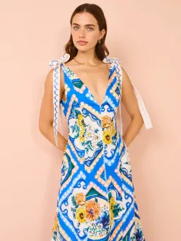 By Nicola Adoncia Tie Shoulder Maxi Dress Azure Floral Size 14 for rent on The Volte - image 3