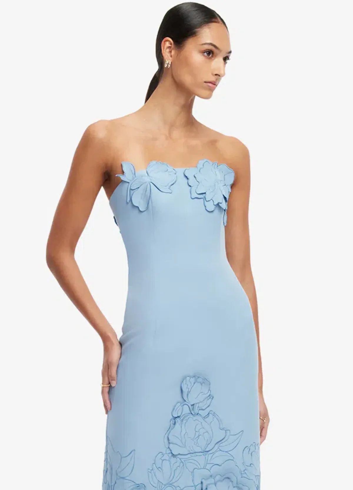 Leo Lin Rayna Appliqué Bustier Maxi Dress Light Blue - Size 12 - Image 2