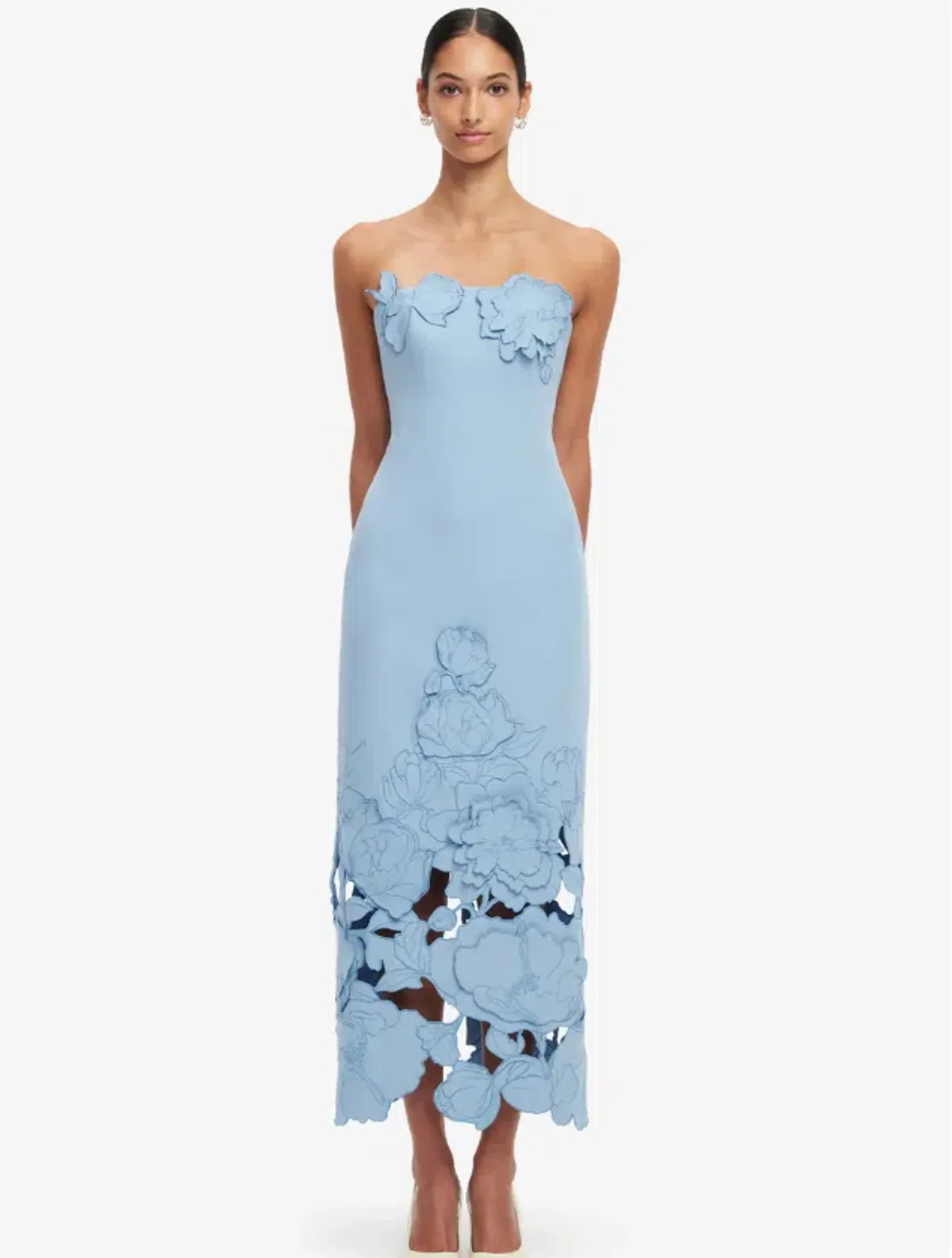 Leo Lin Rayna Appliqué Bustier Maxi Dress Light Blue - Size 12 - Image 6