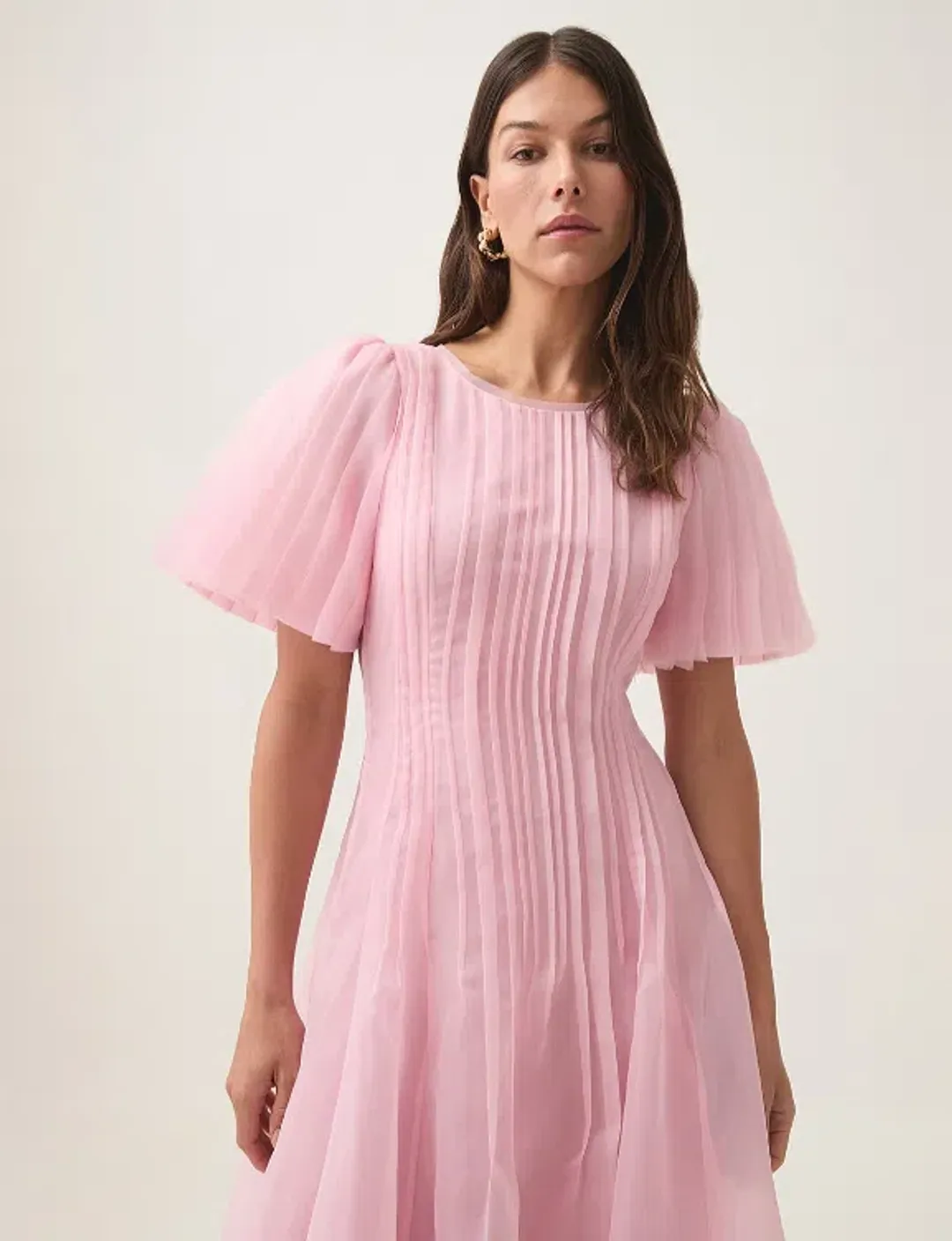Aje Nova Pleated Midi Dress - Chalk Pink - Size 12 for rent on The Volte - main image