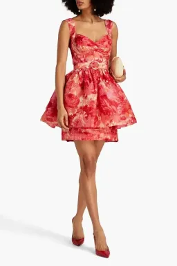 Zimmermann High Tide Mini Dress in Pink Ikat Floral Size 1 / AU 10 for rent on The Volte - image 1