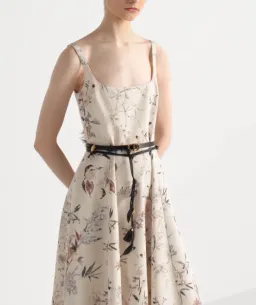 Dior Mid-Length Belted Dress White Silk Faillewith Multicolor - 38 for rent on The Volte - image 2