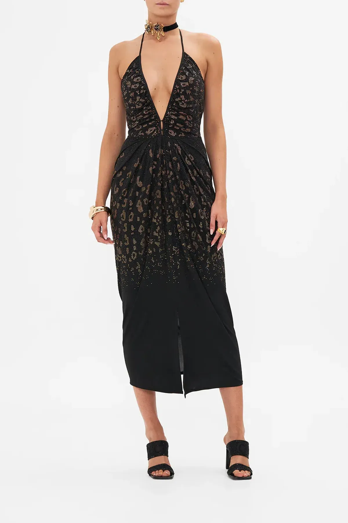 Camilla V Neck Gathered Jersey Dress Mosaic Muse size XXL - Image 1
