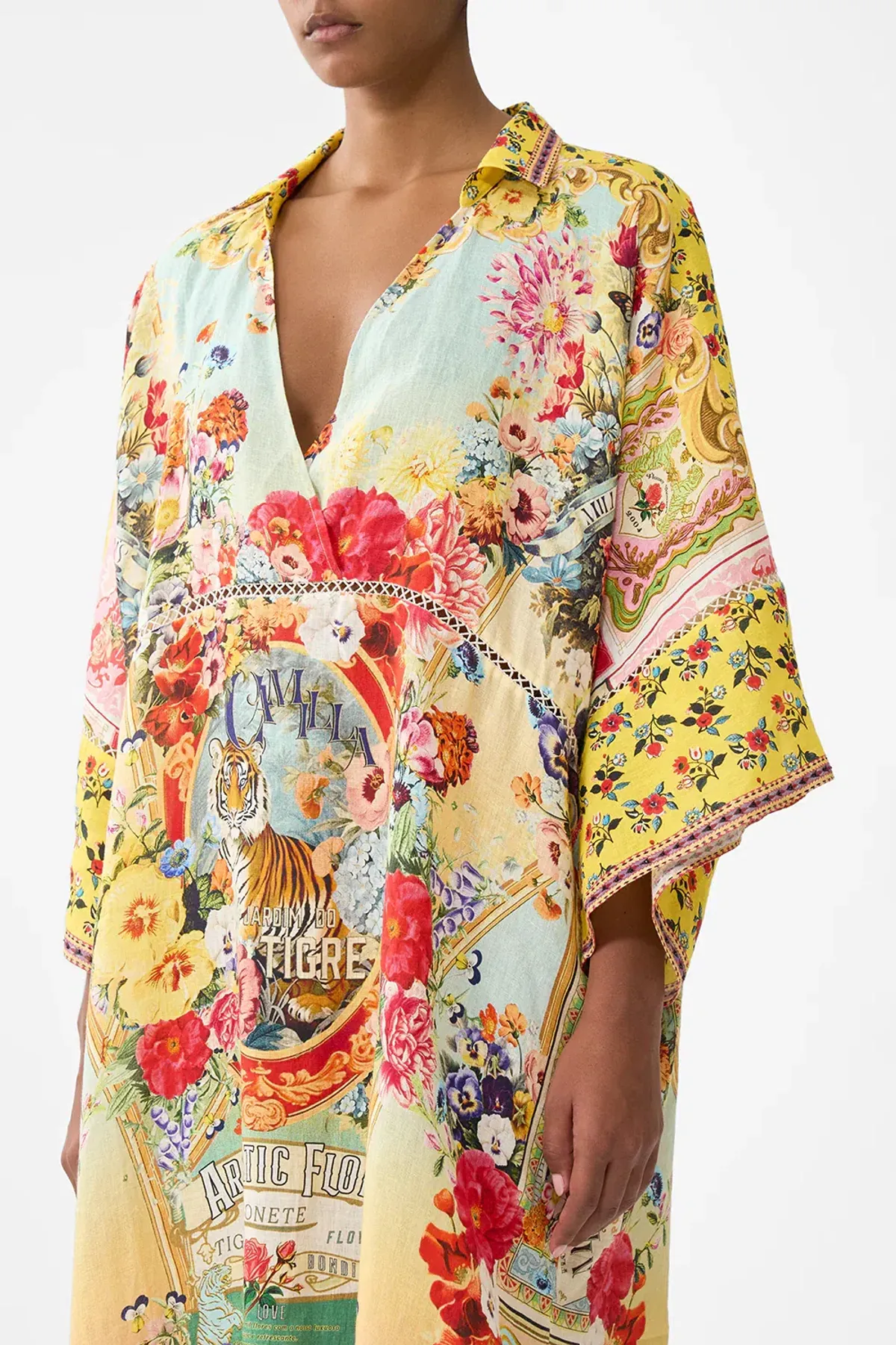 Camilla Deep V Kaftan With Cut-Out Detail Aromatic Tiger Flower size XL/XXL - Image 5