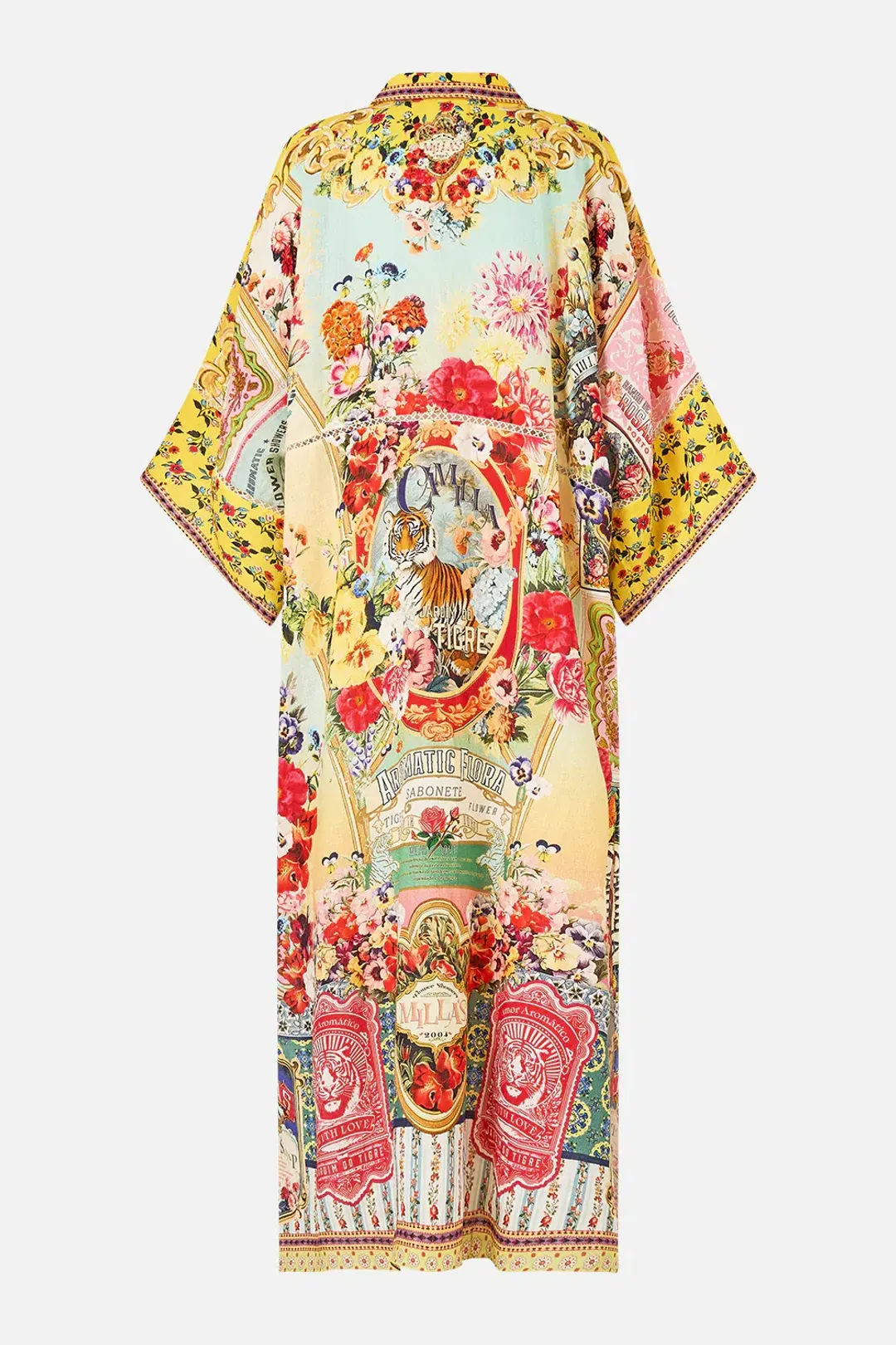 Camilla Deep V Kaftan With Cut-Out Detail Aromatic Tiger Flower size XL/XXL for rent on The Volte - main image