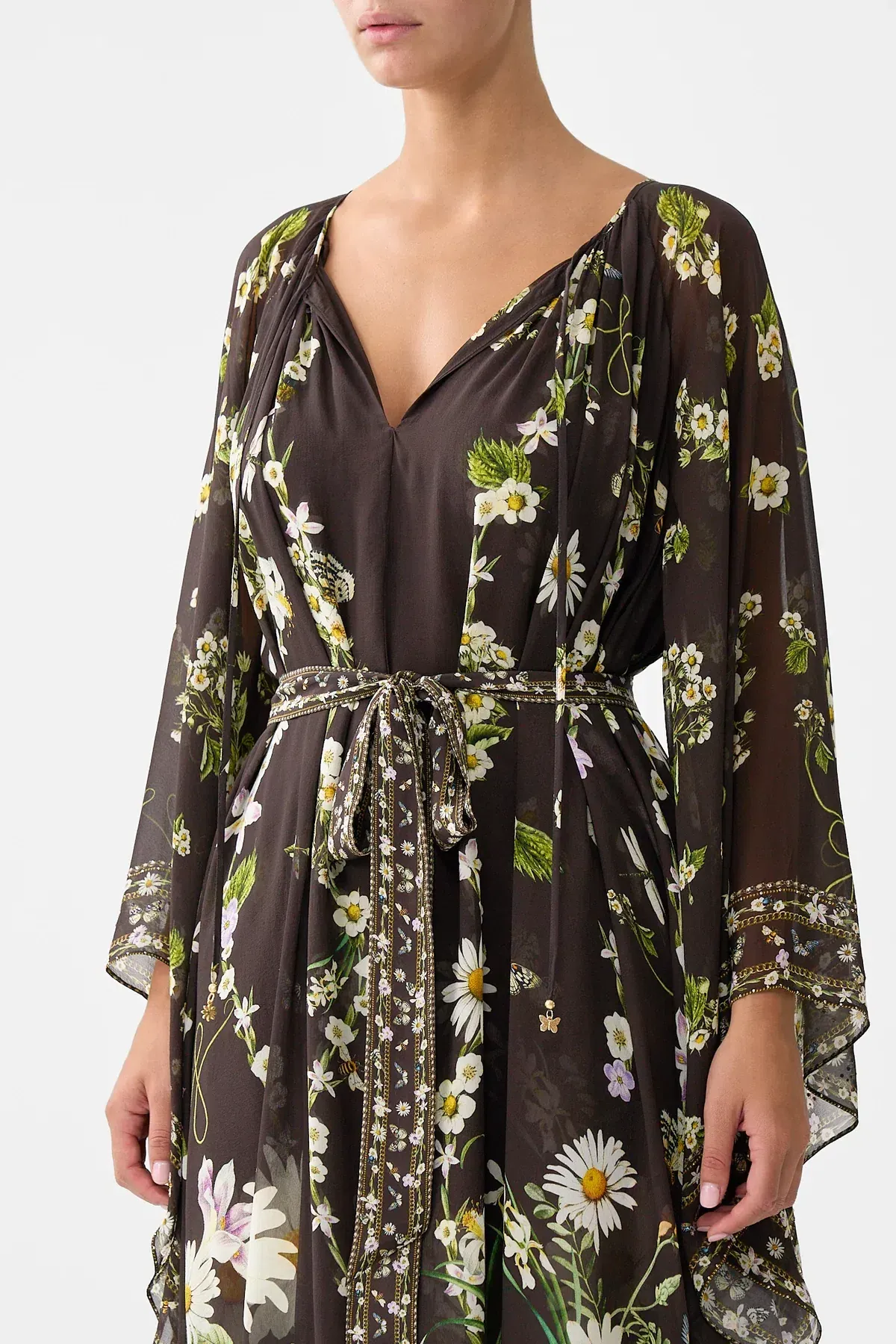 Camilla Long Dress With Handkerchief Sleeve Dish It, Daisy OS - Image 5
