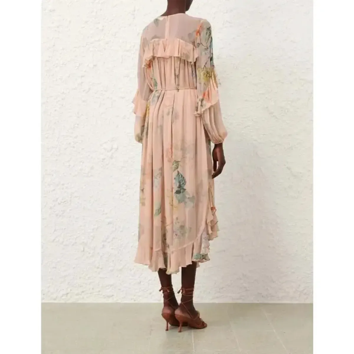 Zimmermann ILLUMINATE CAPE DRESS PEACH HYDRANGEA size 4 / AU16 - Image 5