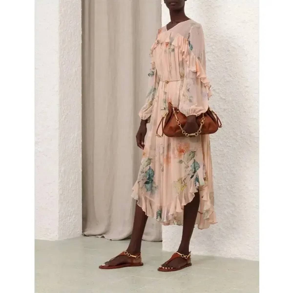 Zimmermann ILLUMINATE CAPE DRESS PEACH HYDRANGEA size 4 / AU16 - Image 2