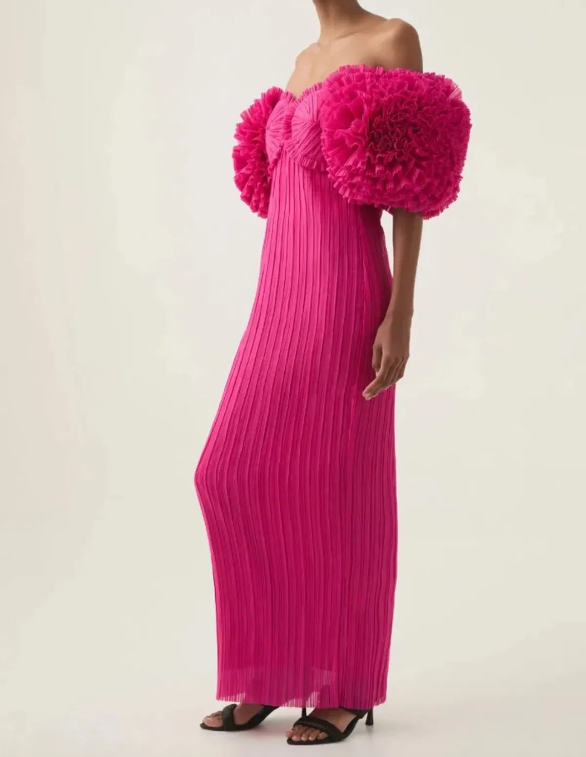 Aje Crystallise Pleated Maxi Gown in Hot Pink Size 8 - Image 2