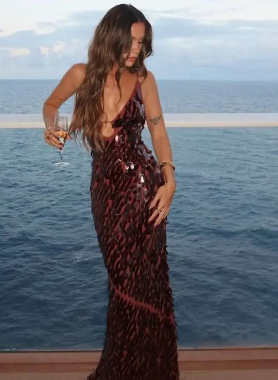 MISHA THE SAPPHIRE SEQUIN MAXI DRESS FIG in XS / AU 6 for rent on The Volte - main image