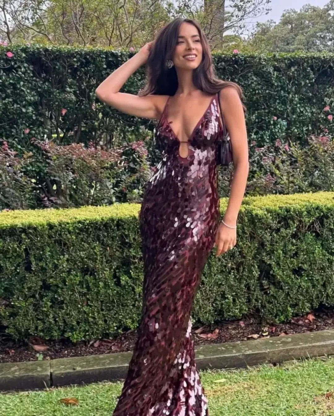 MISHA THE SAPPHIRE SEQUIN MAXI DRESS FIG in XS / AU 6 for rent on The Volte - main image