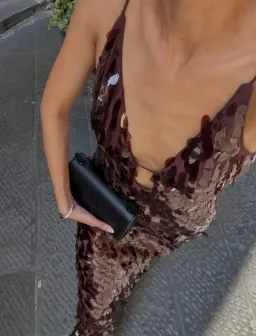 MISHA THE SAPPHIRE SEQUIN MAXI DRESS FIG in XS / AU 6 for rent on The Volte - image 4