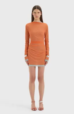 Sir Costa Gathered Mini Dress in Tangerine Splice Size 0/6 for rent on The Volte - image 1