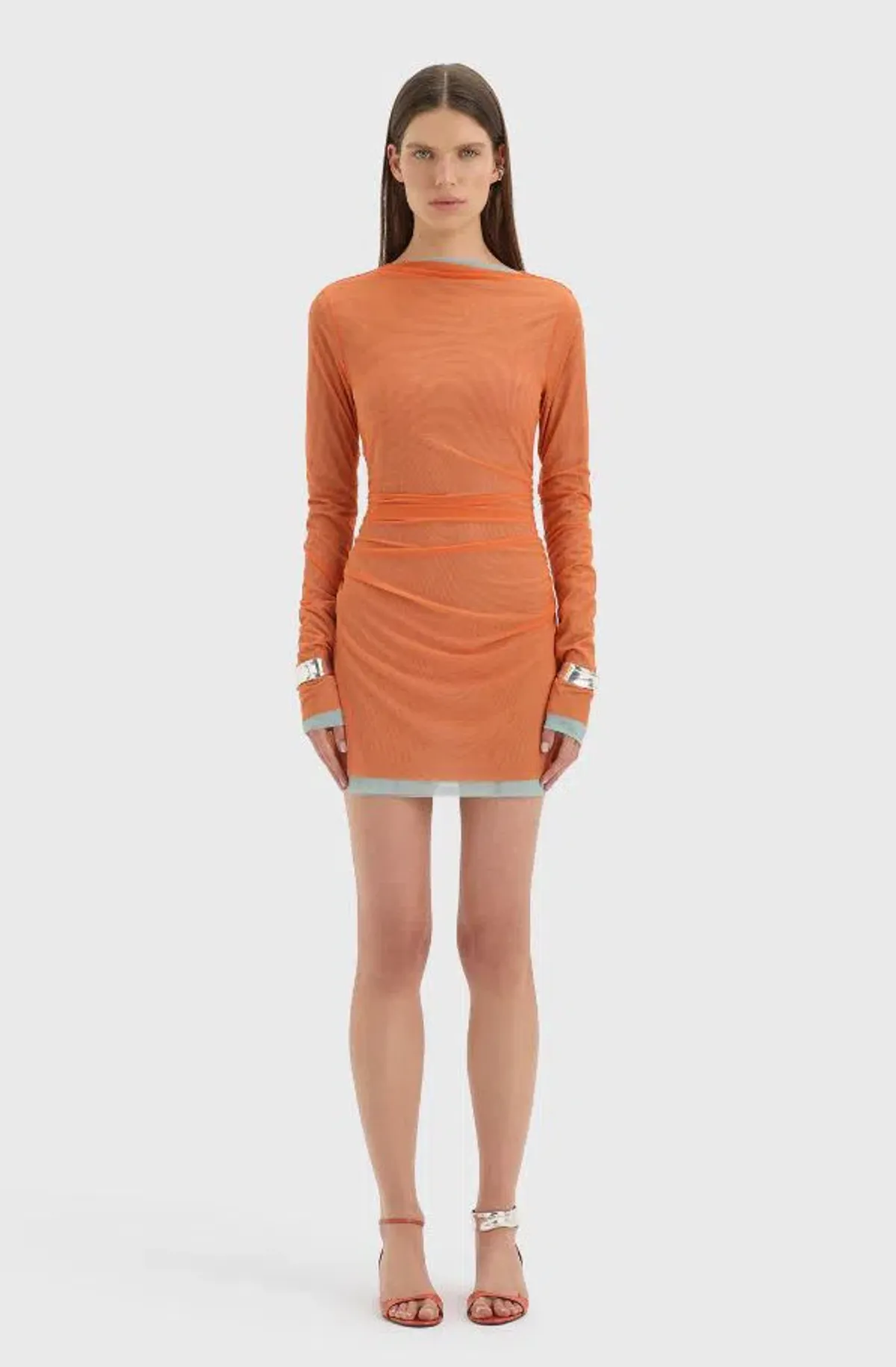 Sir Costa Gathered Mini Dress in Tangerine Splice Size 2/10 - Image 1