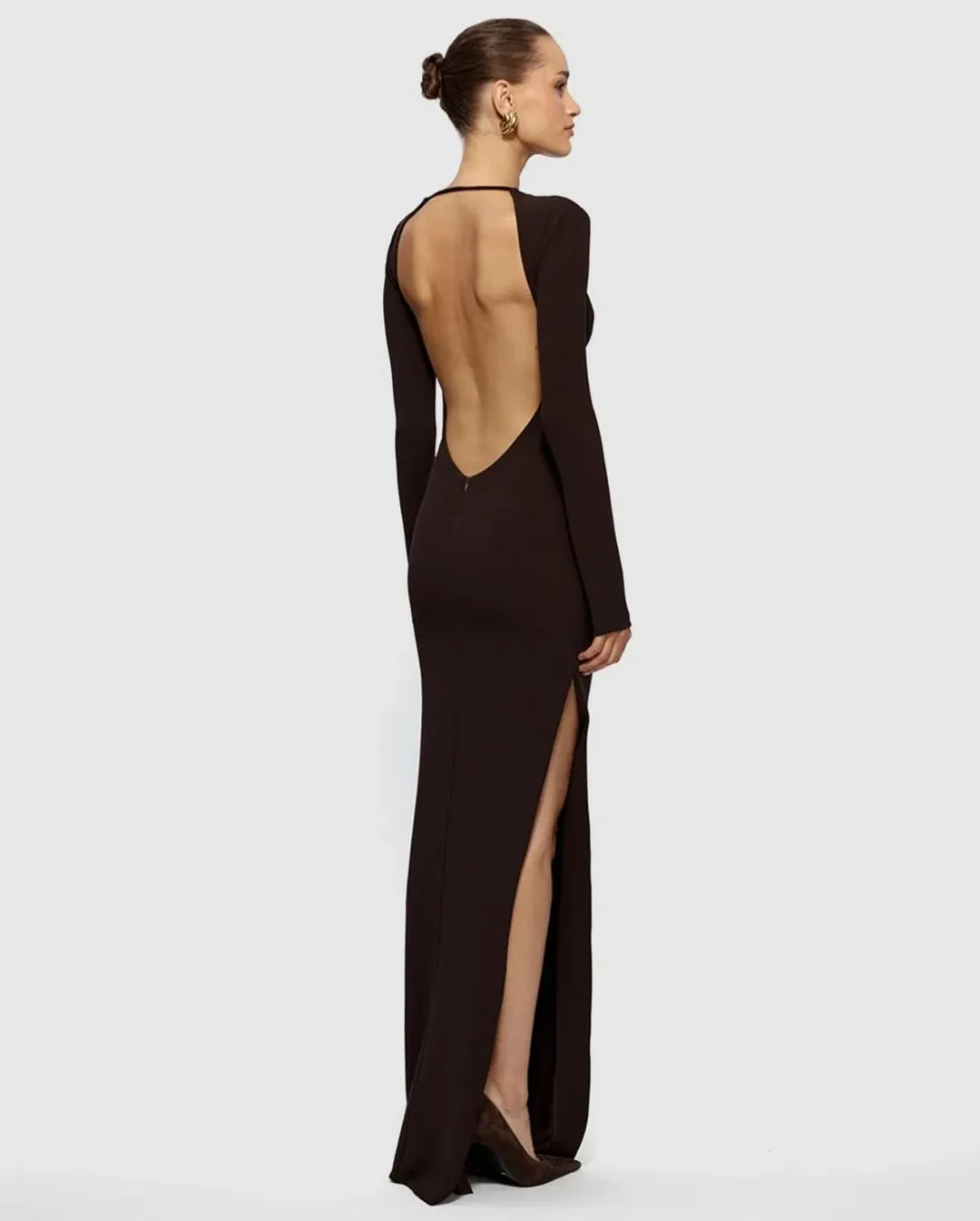 Effie Kats Indie Gown in Coffee size L/AU12 for rent on The Volte - main image