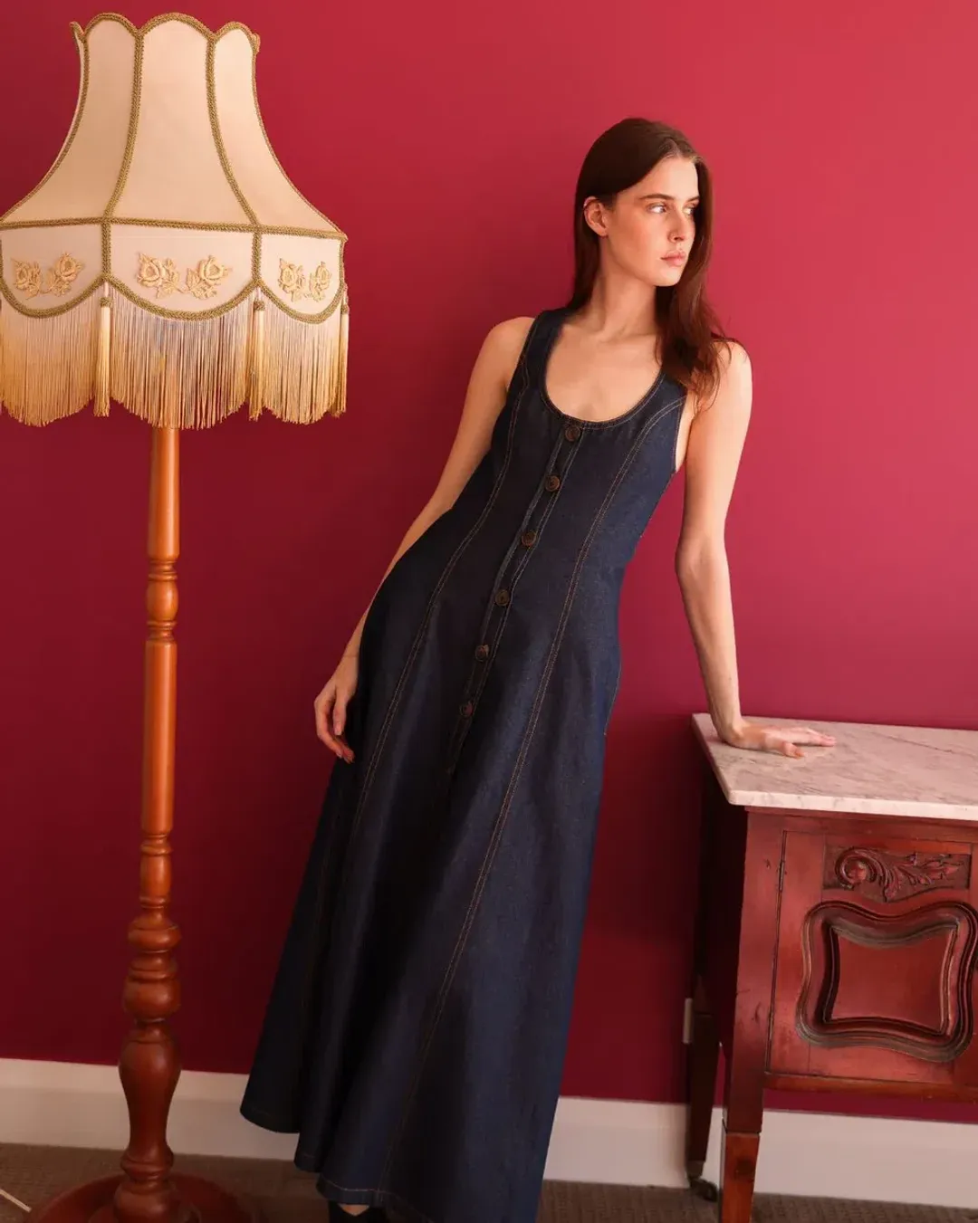 Katharina Lou - Denim Annabel Maxi for rent on The Volte - main image
