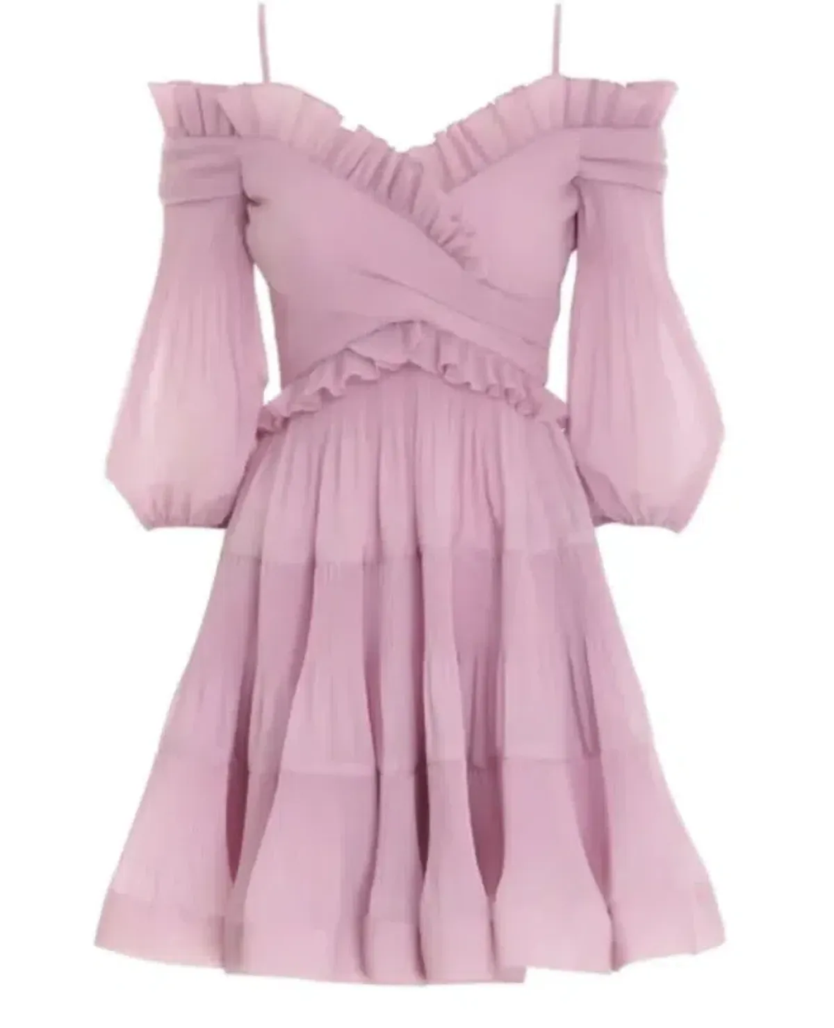 zimmermann pleated off the shoulder mini dress size 1 - Image 2