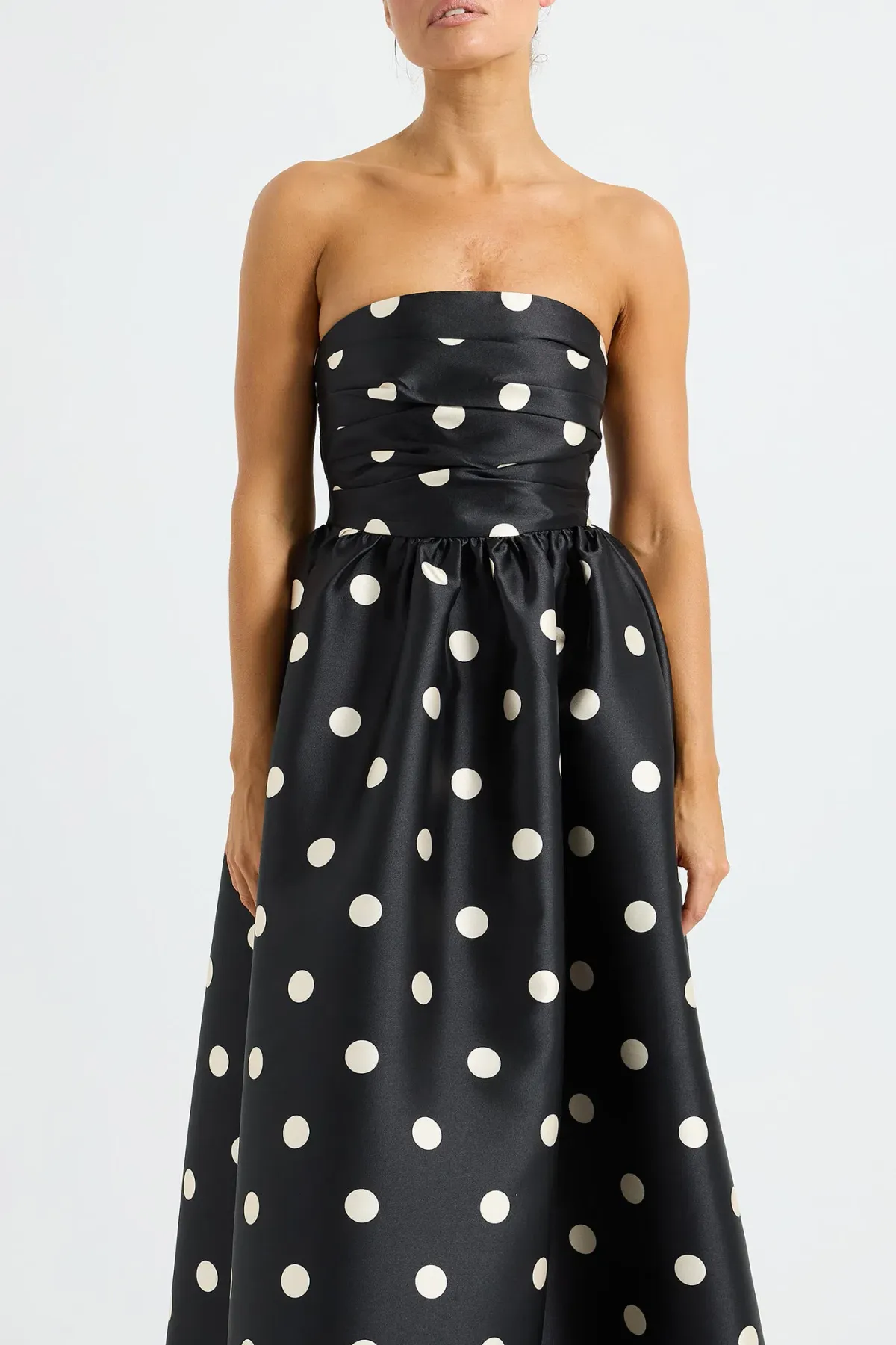 Pasduchas Dottie Strapless Midi Dress Black/Cream Size AU 14 - Image 4