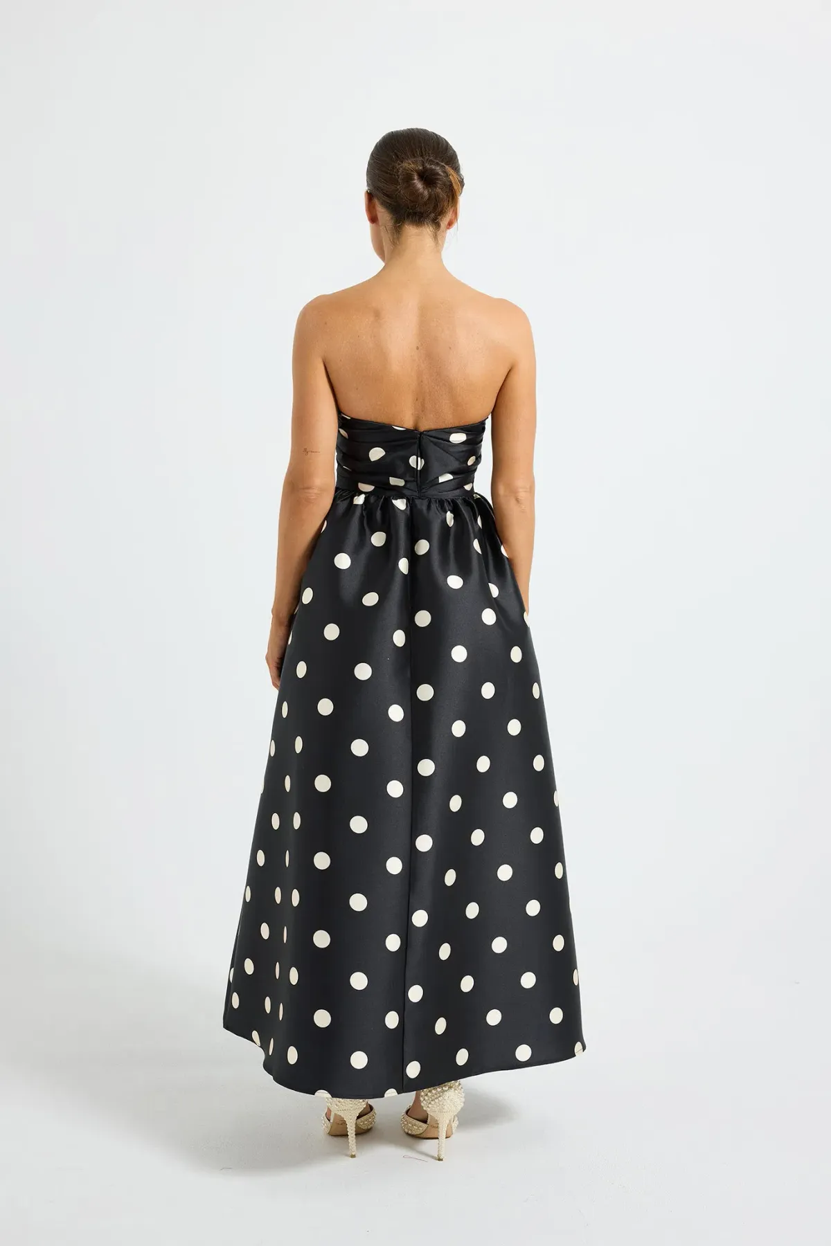 Pasduchas Dottie Strapless Midi Dress Black/Cream Size AU 14 - Image 3