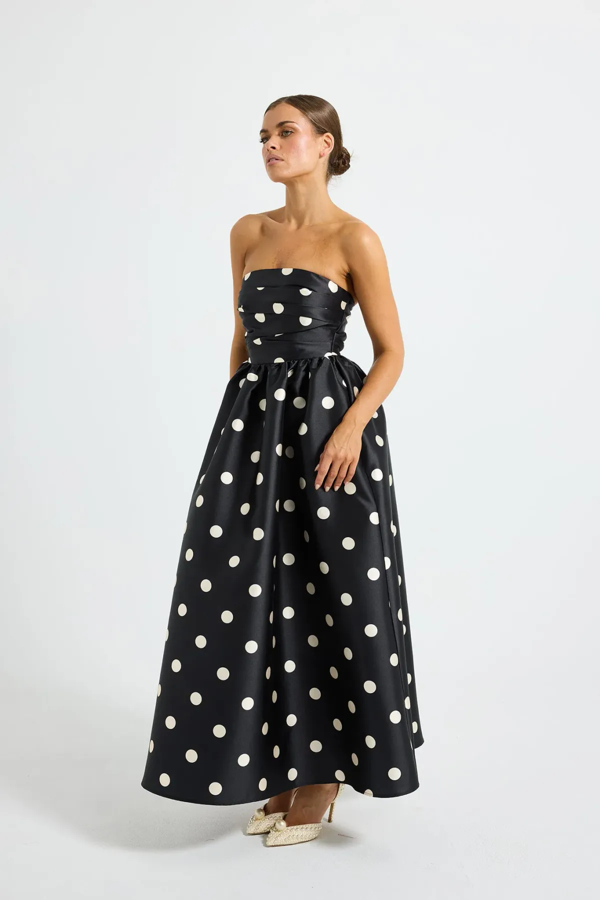 Pasduchas Dottie Strapless Midi Dress Black/Cream Size AU 14 - Image 2