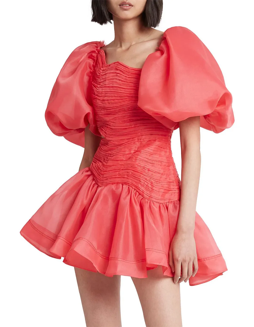 Aje Joan puff sleeve mini dress for rent on The Volte - main image