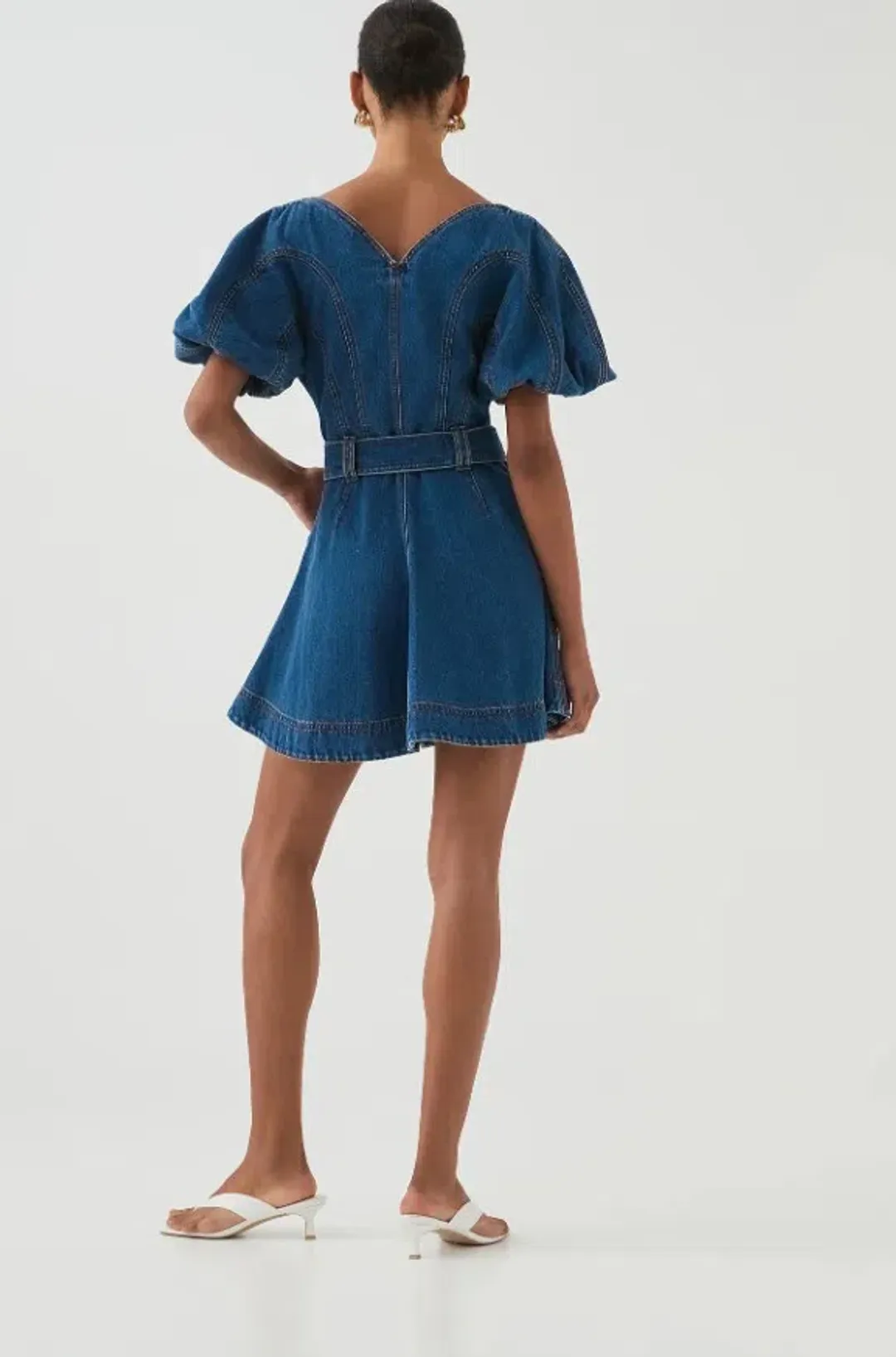 AJE Harper Denim Mini Dress Size AU8 for rent on The Volte - main image