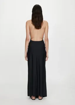 Christopher Esber Crystal Pendant Ruched Lycra Halter Dress Black Size 10 for rent on The Volte - image 2