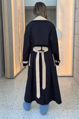 Contrast Trench Coat Black/Beige | Sneaky Link size xs for rent on The Volte - image 3
