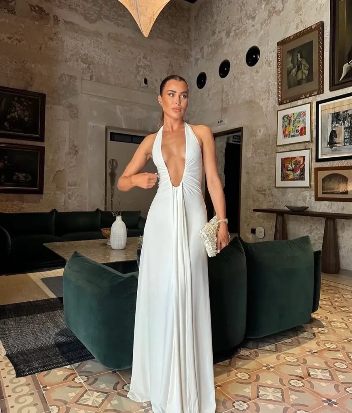 MISHA Jennifer Cupro Maxi Cedar Brown Size 10 - Image 1