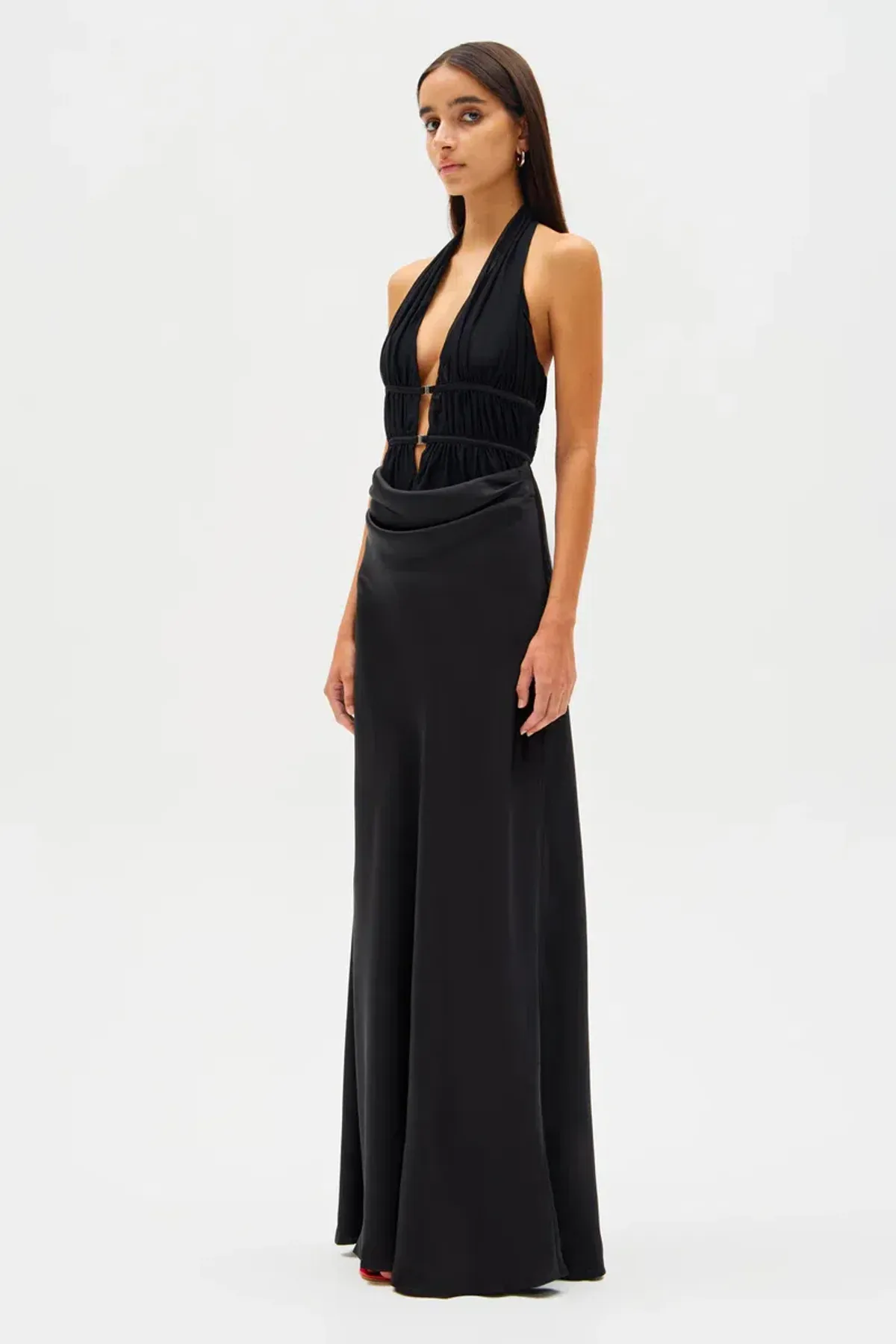 MISHA CELINE SATIN MAXI DRESS size M - Image 2
