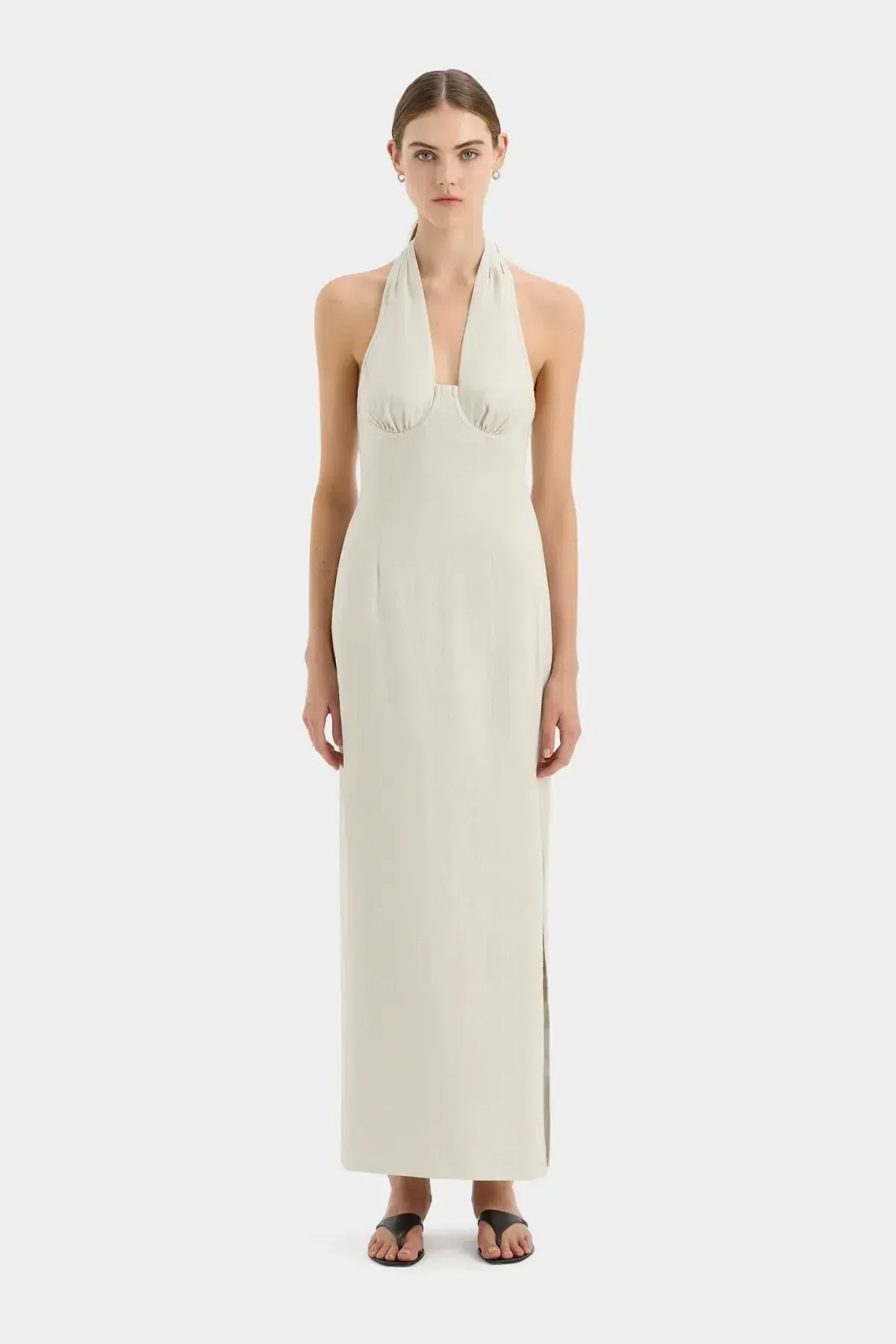 SIR THE LABEL AFFOGATO HALTER DRESS ECRU SIZE 2 - Image 1