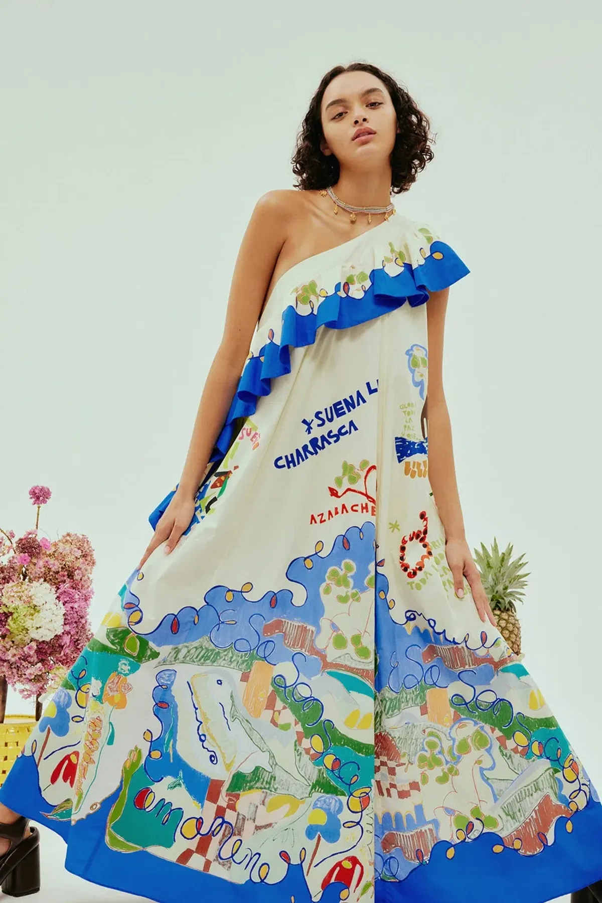 Alemais Nadia One Shoulder Ruffle Dress Print Size AU 14 - Image 4