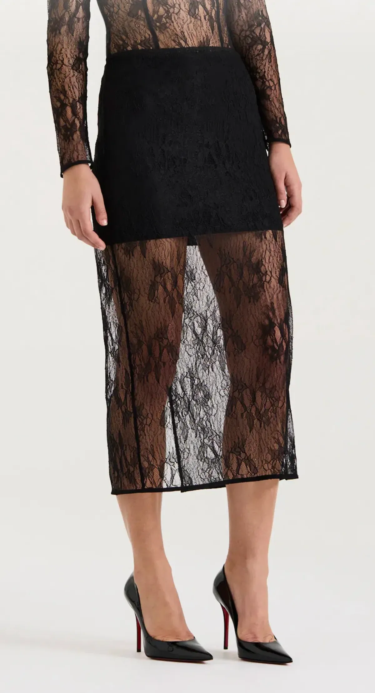 Henne Charlotte Midi Skirt Black Size 10 - Image 2