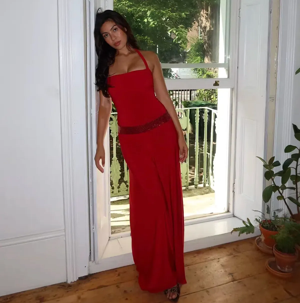 sylavie swimwear, Toscana Maxi Dress - Crimson Kiss, Red, SIze 8 - Image 1