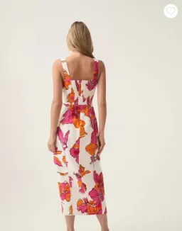 Aje Flourish Midi Dress Vivid Hibiscus Size 8 for rent on The Volte - image 2