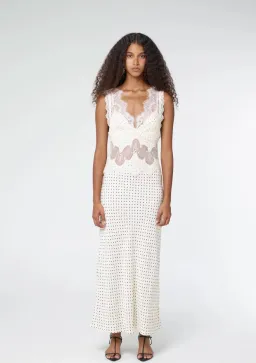Third Form - VISIONS LACE DEEP V MAXI DRESS | CREAM POLKA DOT for rent on The Volte - image 2