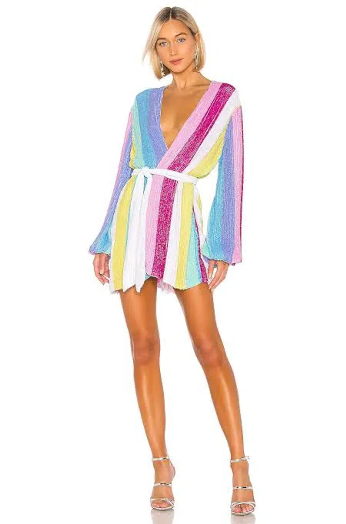 Retrofete Gabrielle Robe Sequin Dress Size Small S Unicorn Stripe Rainbow - Image 1